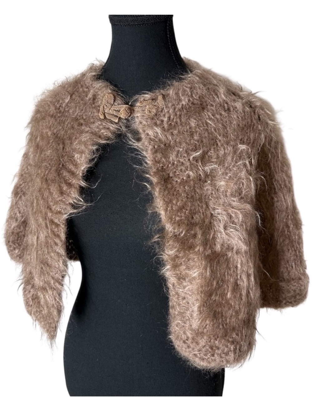 BERNAT New Brush Up Vintage 50’s Mohair Wool Stole Cape Sable Brown Original Box